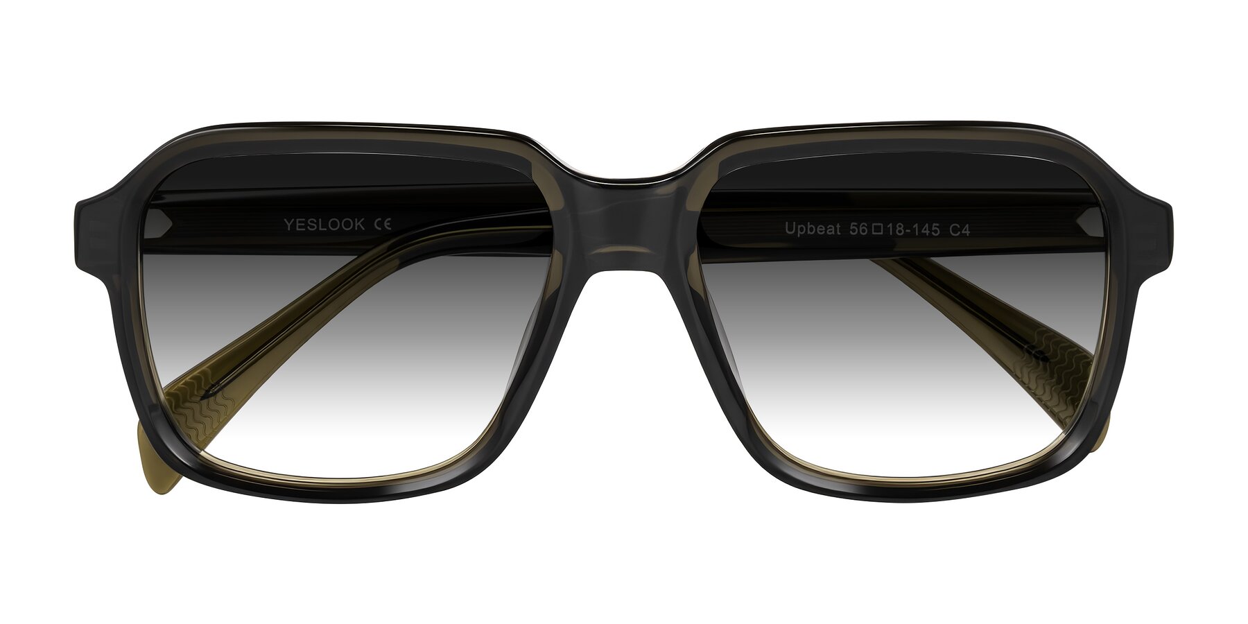 Folded Front of Upbeat in Translucent Olive Gray with Gray Gradient Lenses