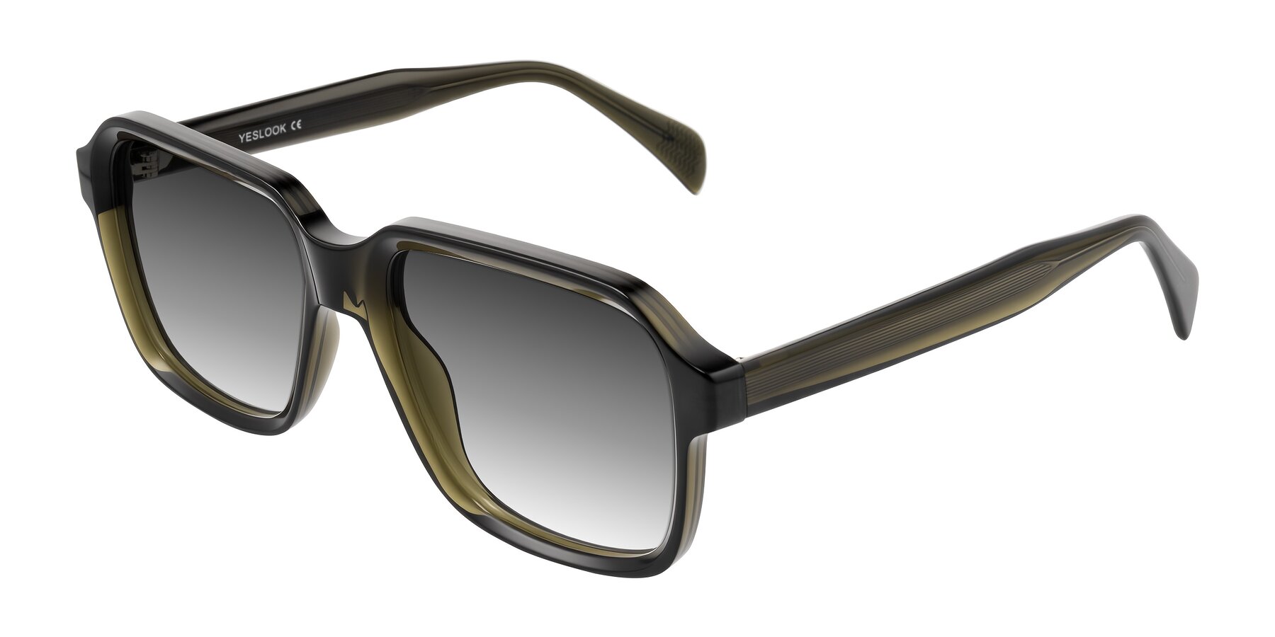 Angle of Upbeat in Translucent Olive Gray with Gray Gradient Lenses