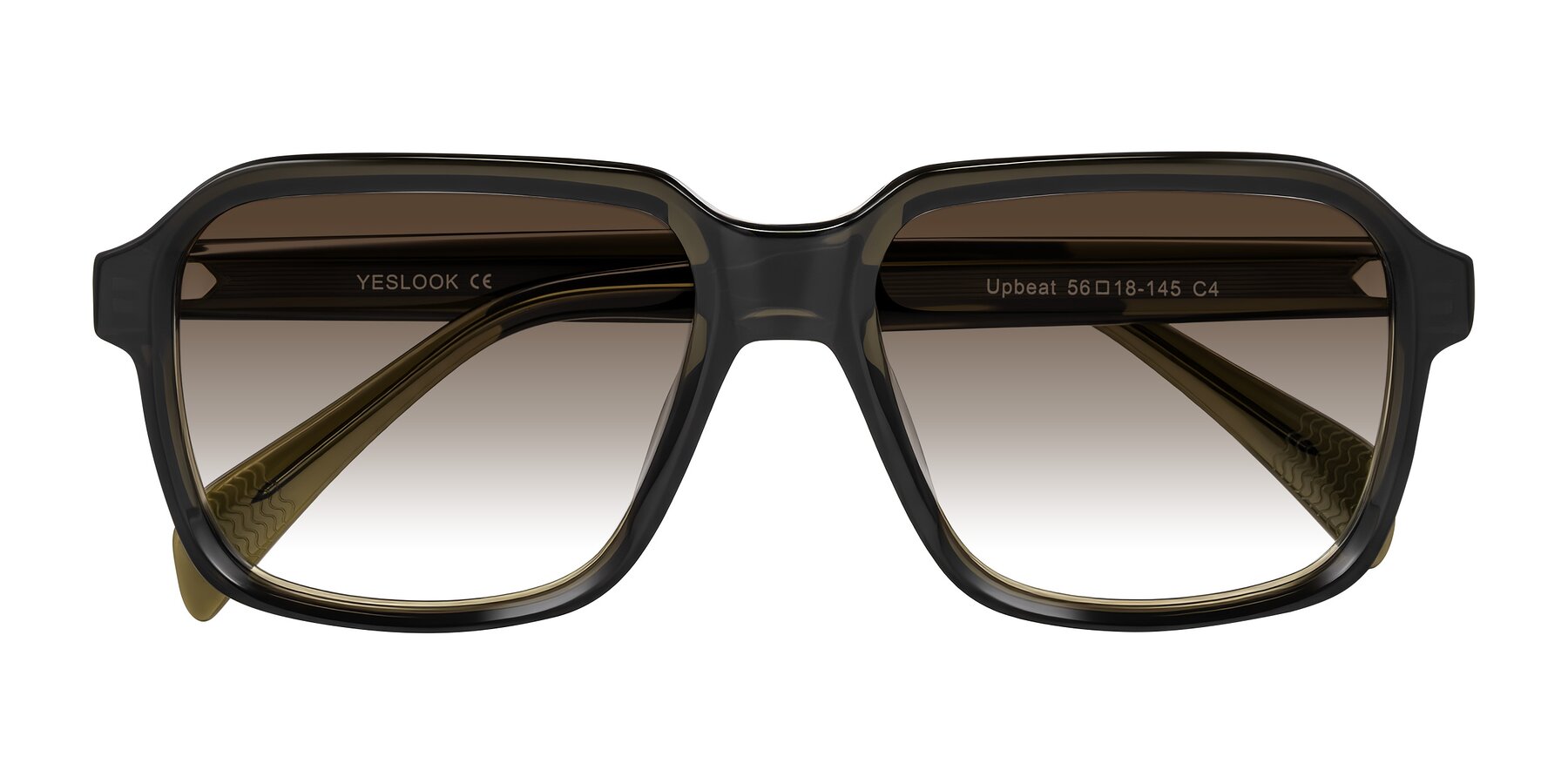 Folded Front of Upbeat in Translucent Olive Gray with Brown Gradient Lenses
