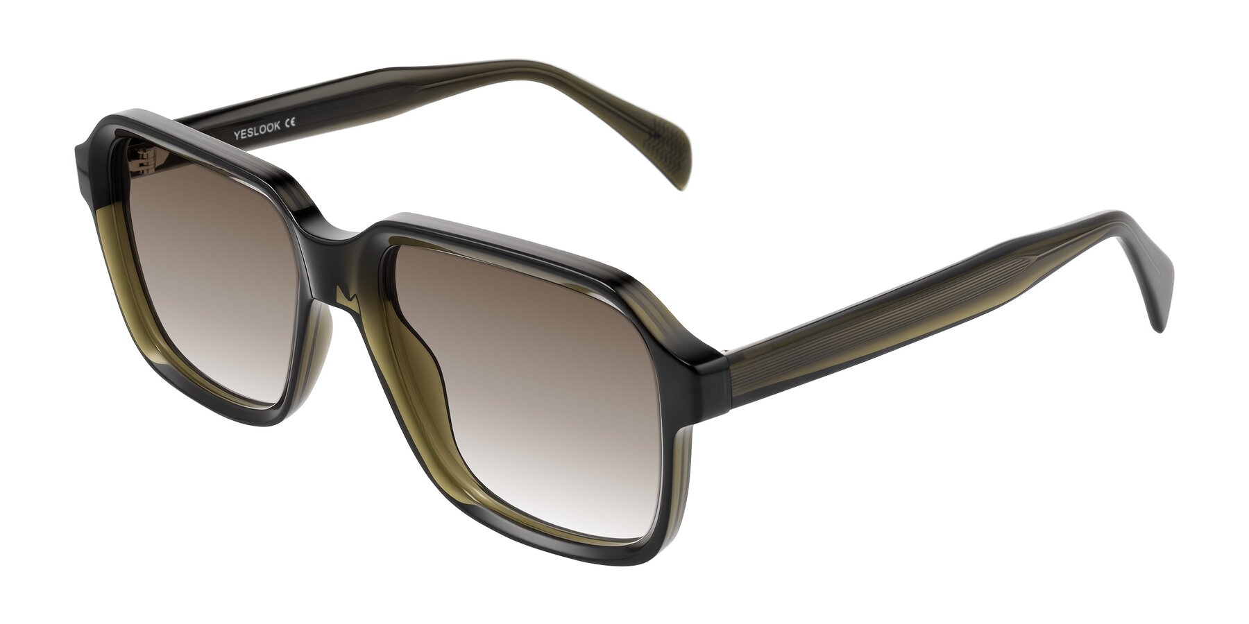 Angle of Upbeat in Translucent Olive Gray with Brown Gradient Lenses