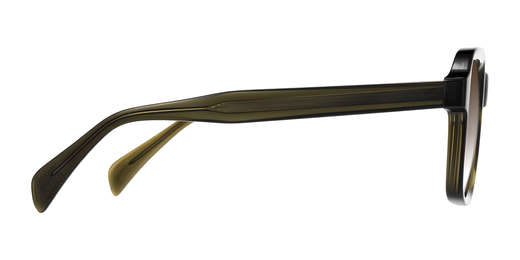 Side of Upbeat in Translucent Olive Gray with Brown Gradient Lenses