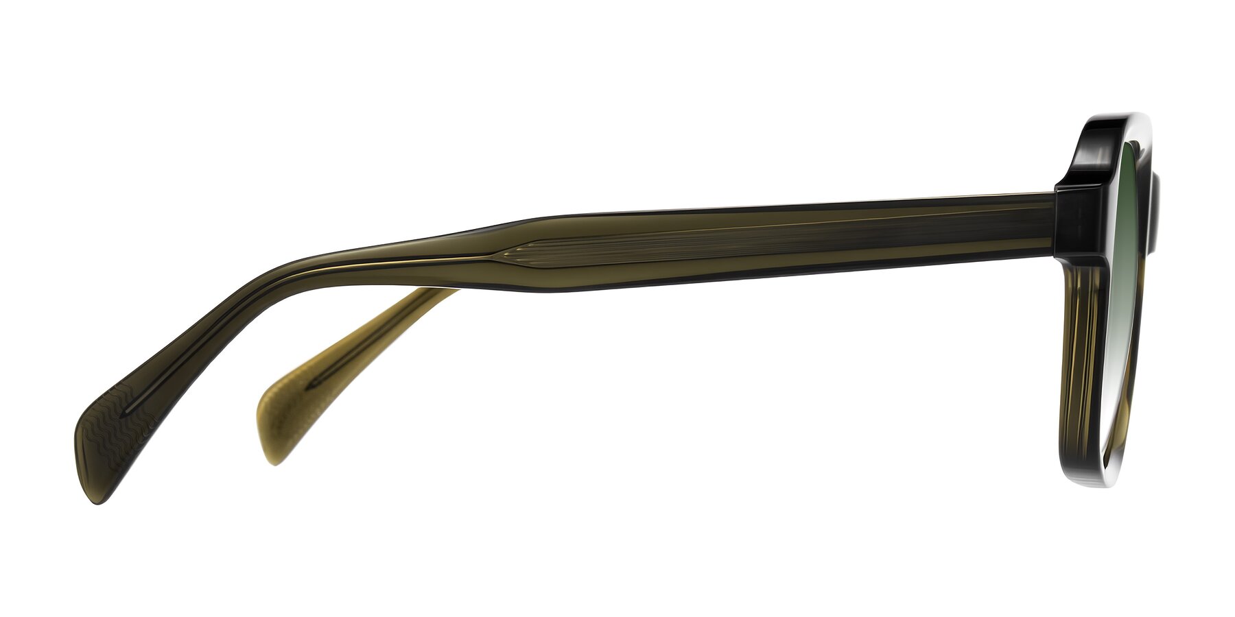 Side of Upbeat in Translucent Olive Gray with Green Gradient Lenses