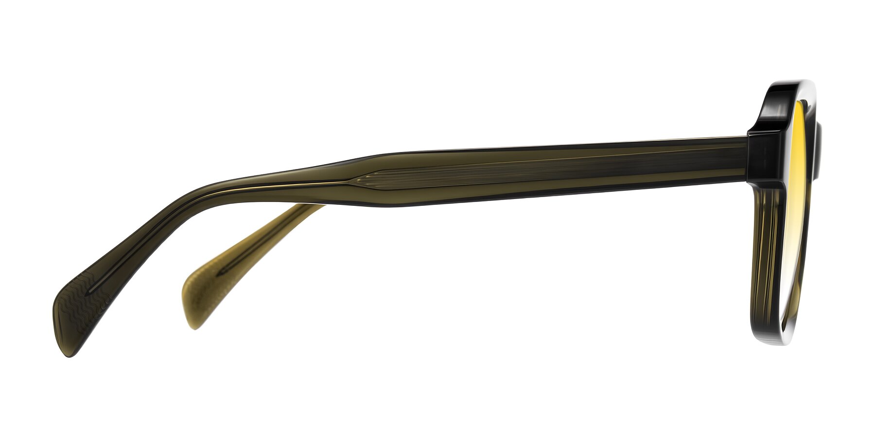 Side of Upbeat in Translucent Olive Gray with Yellow Gradient Lenses