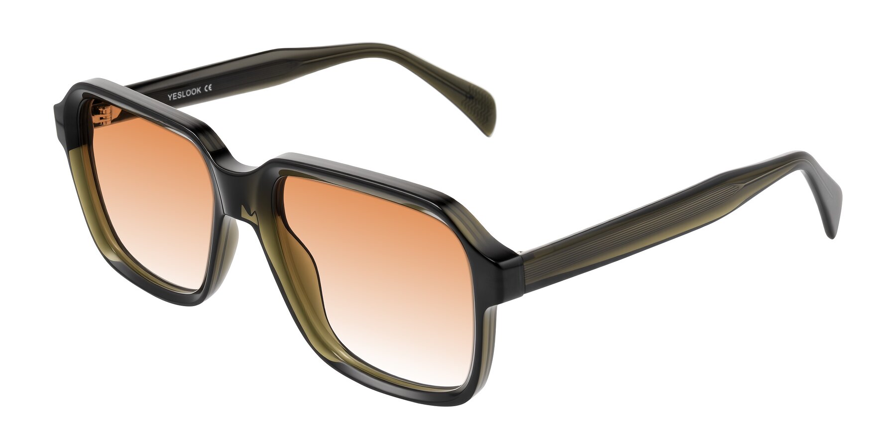 Angle of Upbeat in Translucent Olive Gray with Orange Gradient Lenses
