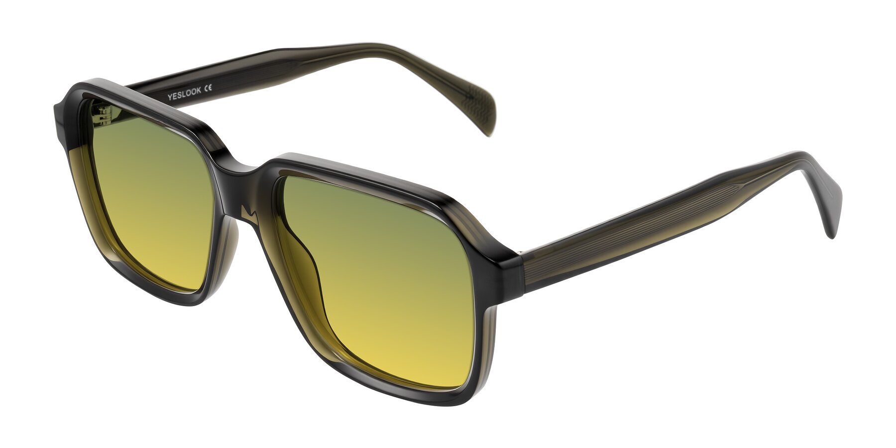 Angle of Upbeat in Translucent Olive Gray with Green / Yellow Gradient Lenses