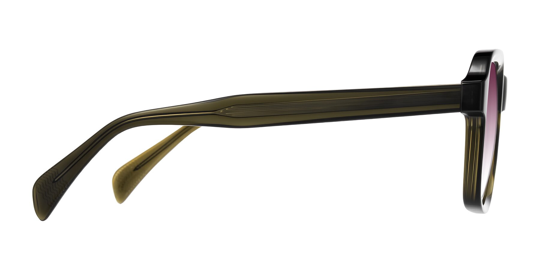 Side of Upbeat in Translucent Olive Gray with Wine Gradient Lenses