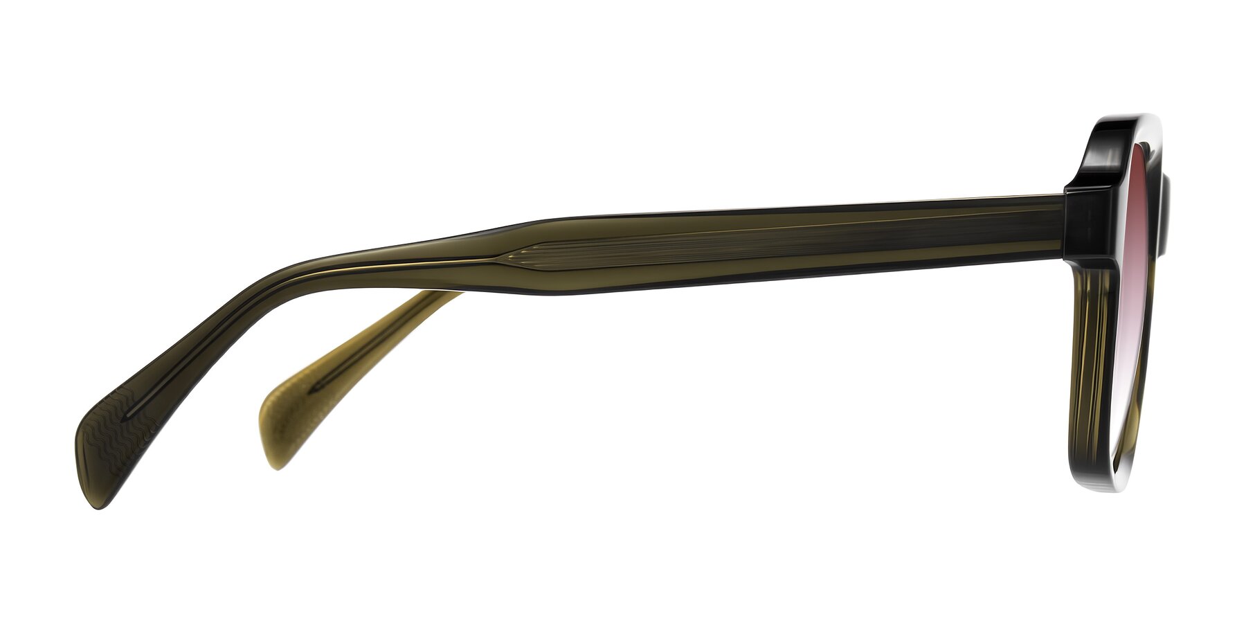 Side of Upbeat in Translucent Olive Gray with Garnet Gradient Lenses