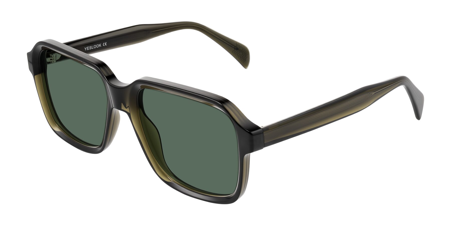 Angle of Upbeat in Translucent Olive Gray with Green Polarized Lenses