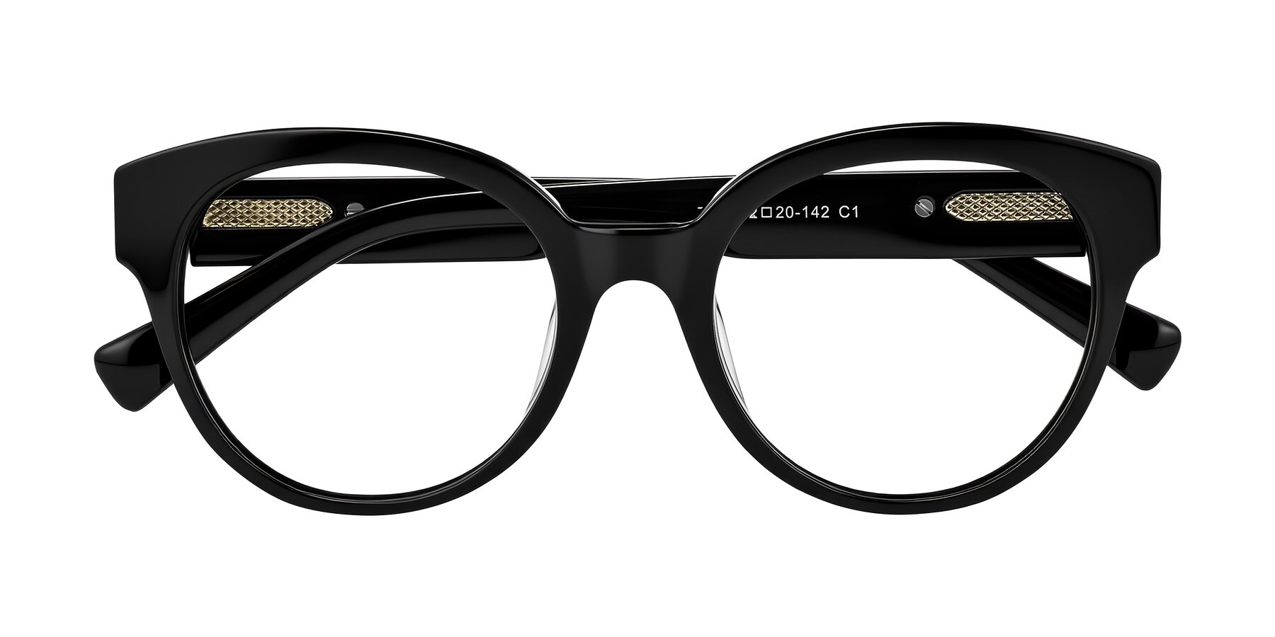 Folded Front of Zipa in Black with Clear Eyeglass Lenses