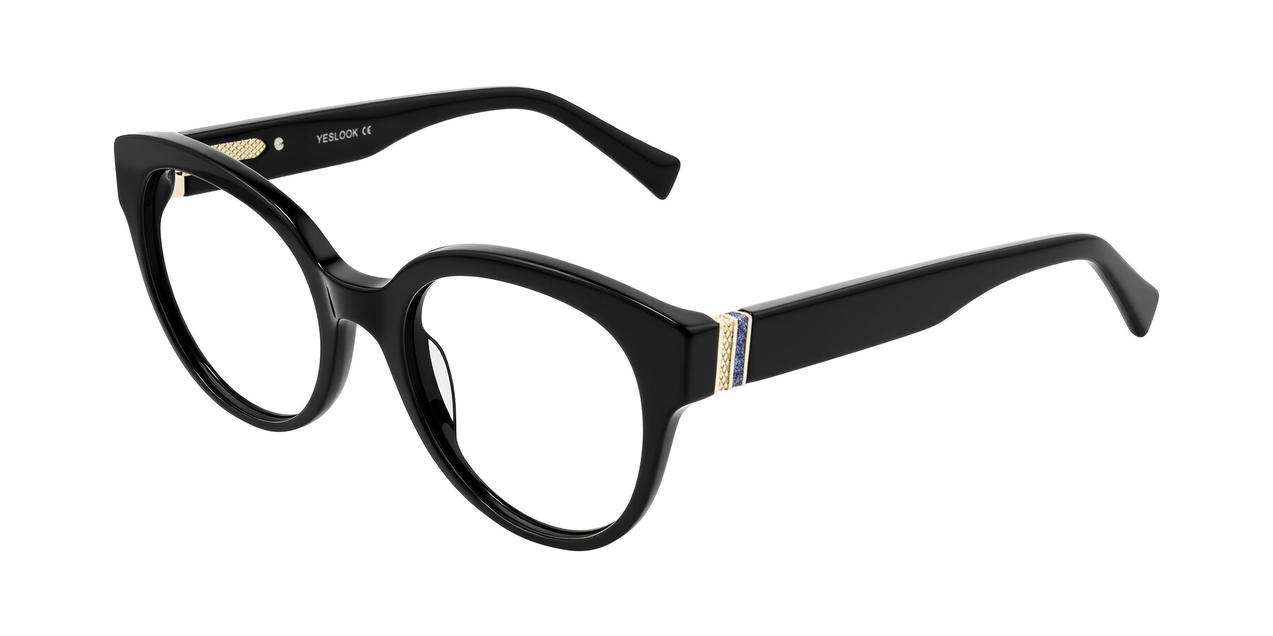 Angle of Zipa in Black with Clear Eyeglass Lenses