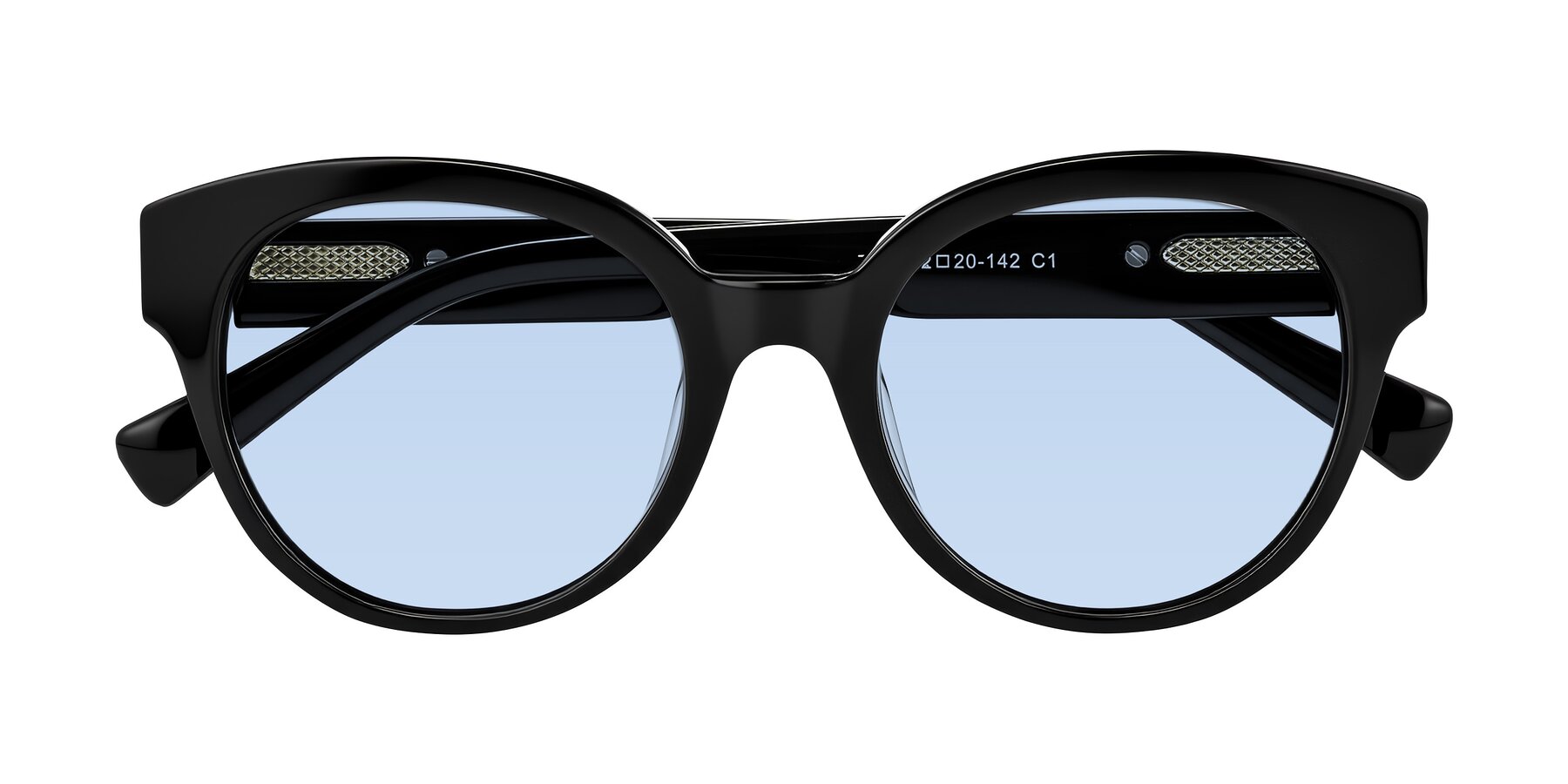 Folded Front of Zipa in Black with Light Blue Tinted Lenses