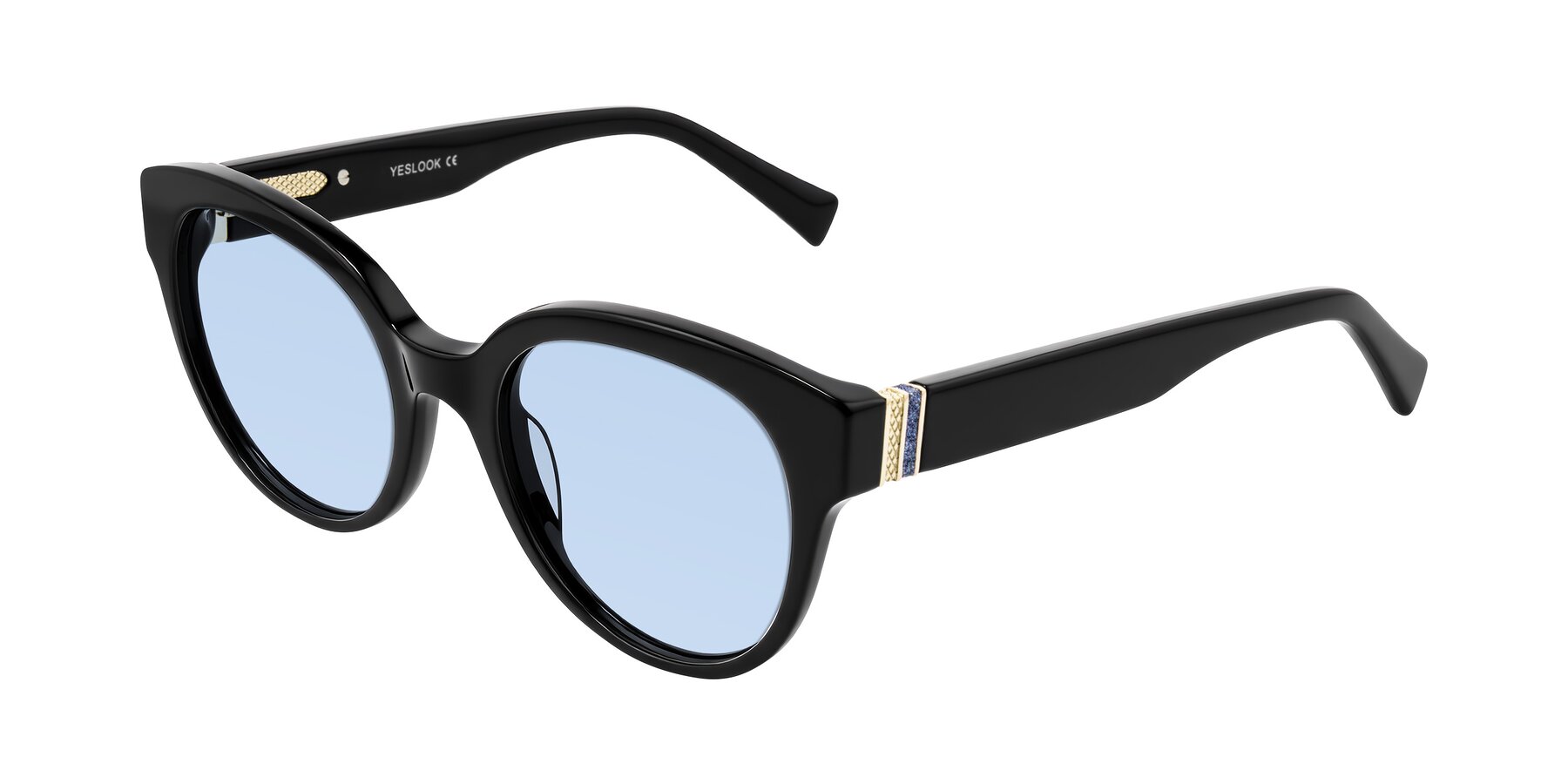 Angle of Zipa in Black with Light Blue Tinted Lenses