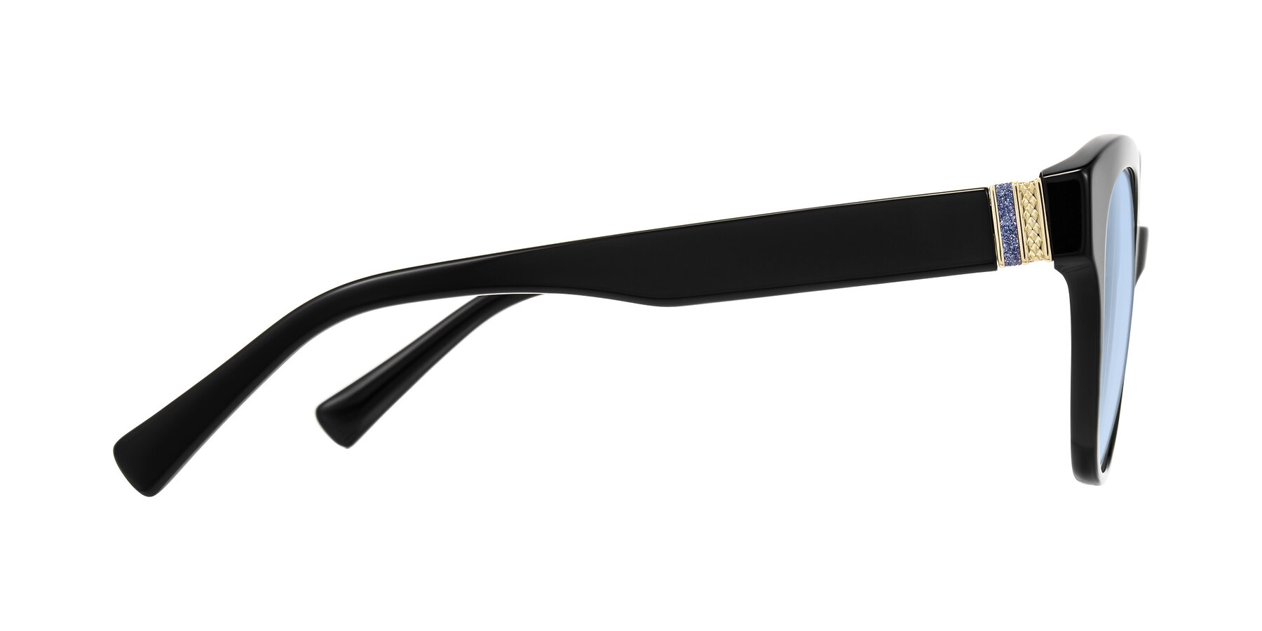 Side of Zipa in Black with Light Blue Tinted Lenses