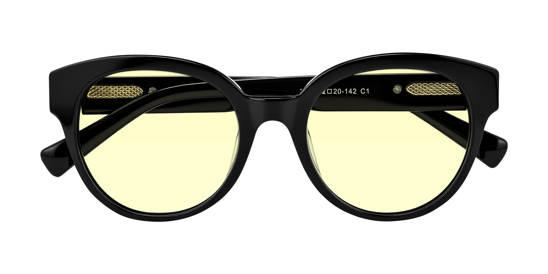 Folded Front of Zipa in Black with Light Yellow Tinted Lenses