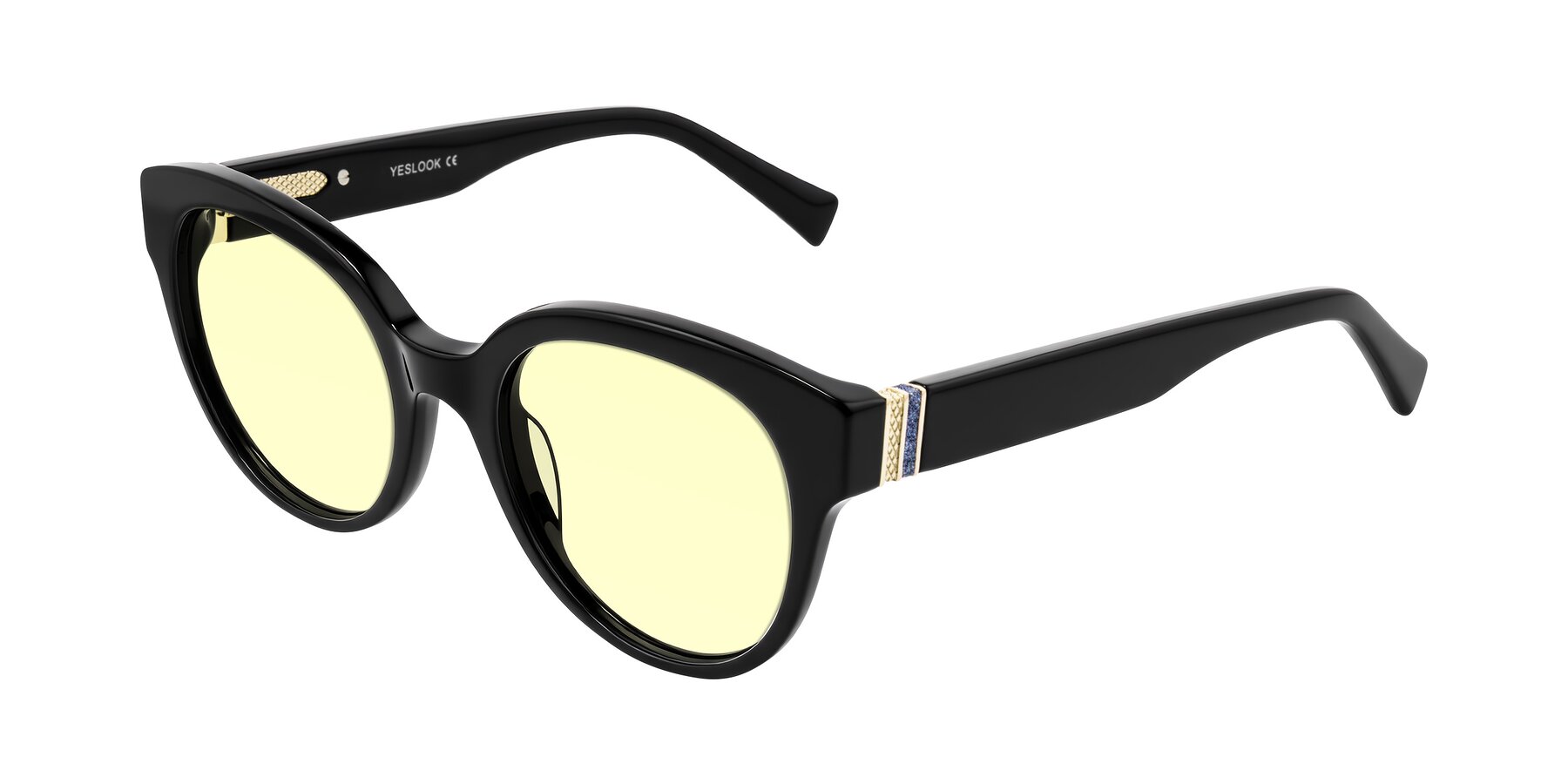 Angle of Zipa in Black with Light Yellow Tinted Lenses