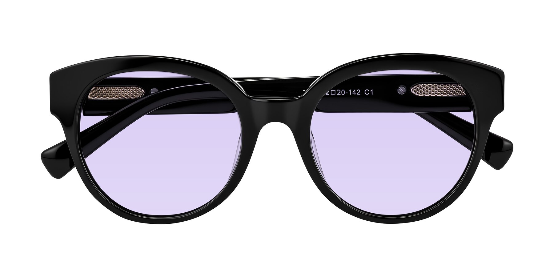 Folded Front of Zipa in Black with Light Purple Tinted Lenses
