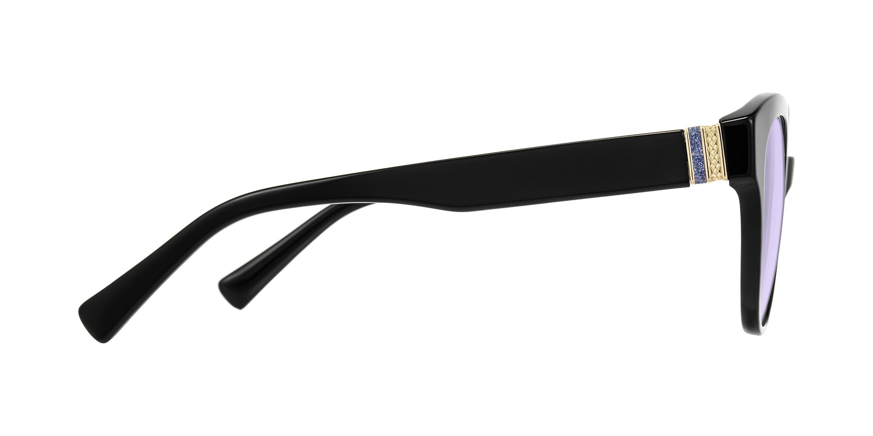 Side of Zipa in Black with Light Purple Tinted Lenses