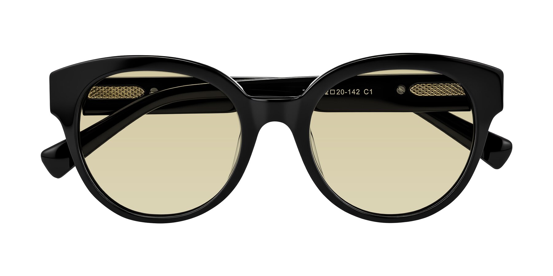 Folded Front of Zipa in Black with Light Champagne Tinted Lenses