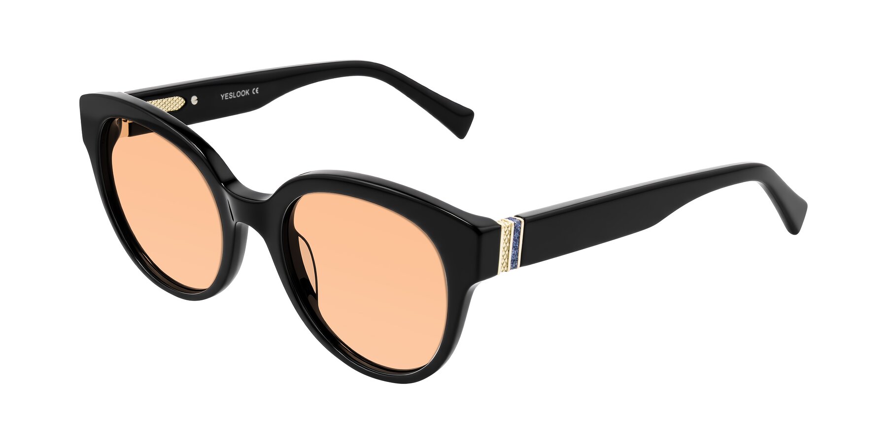 Angle of Zipa in Black with Light Orange Tinted Lenses