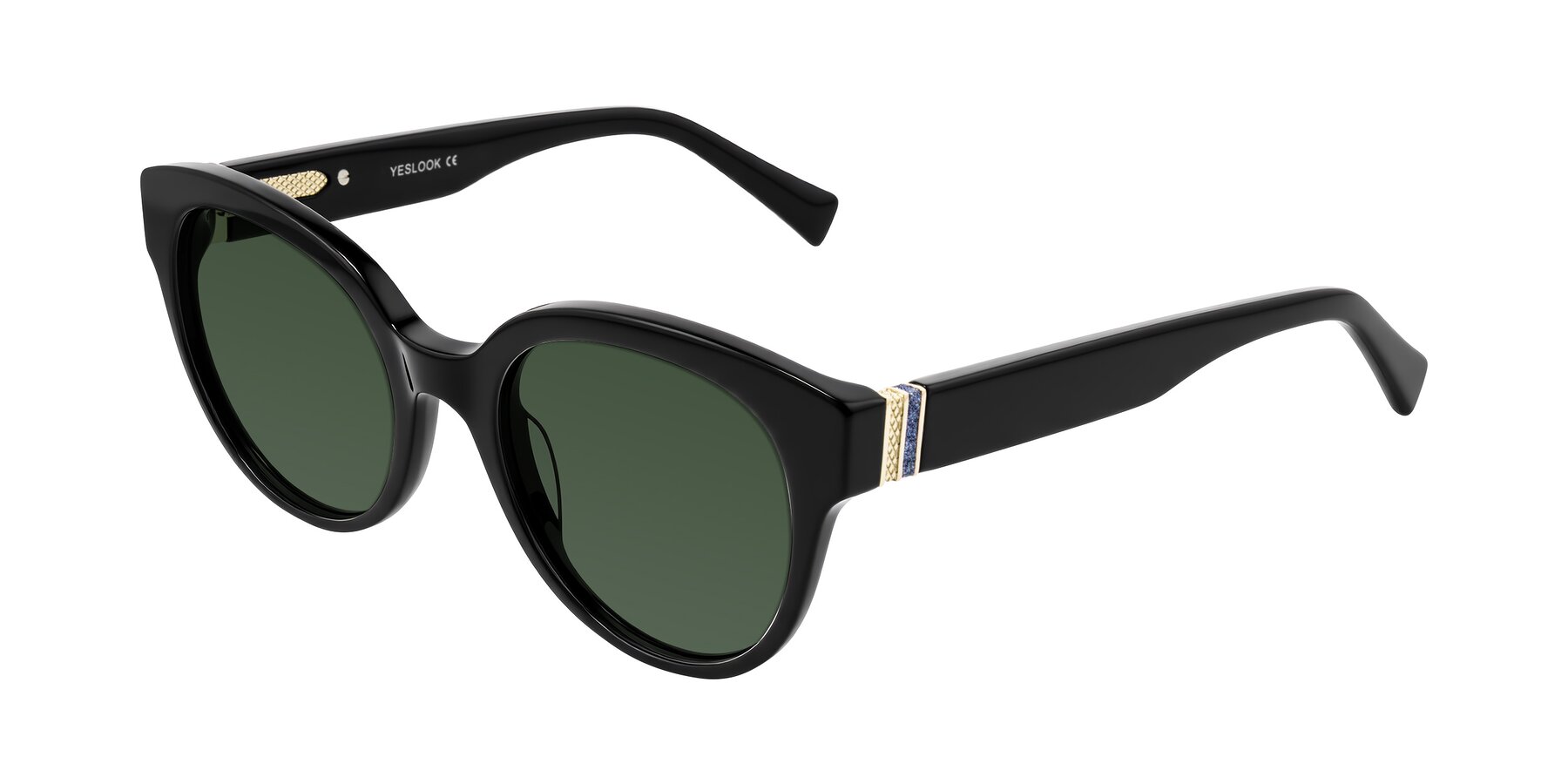 Angle of Zipa in Black with Green Tinted Lenses