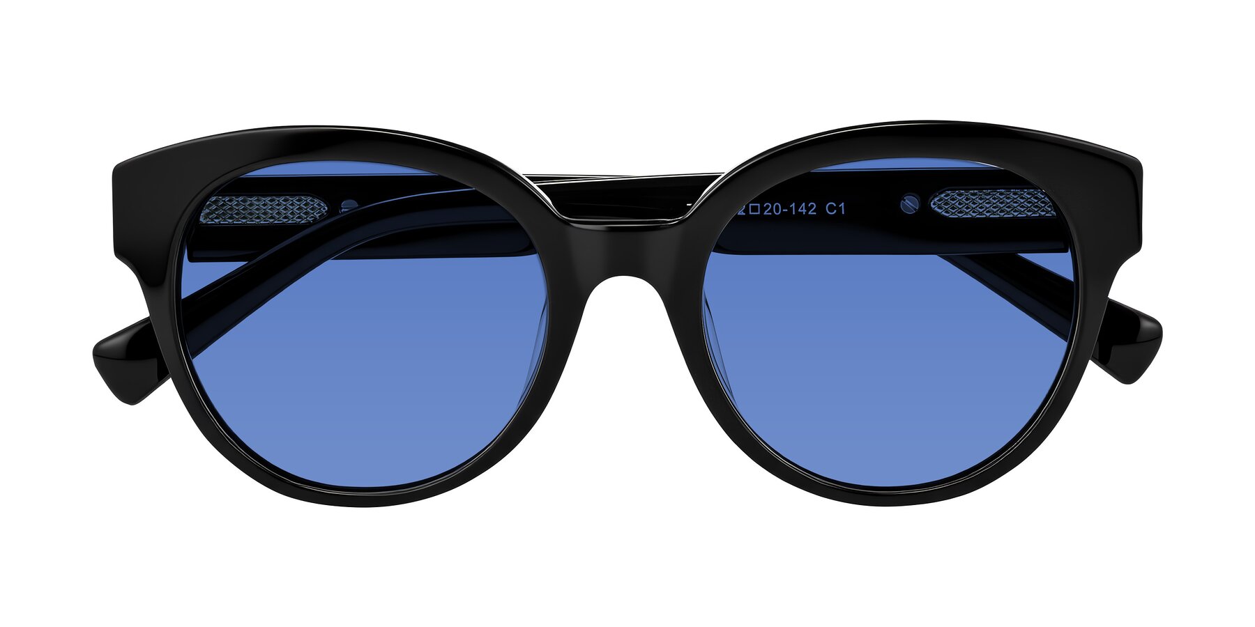 Folded Front of Zipa in Black with Blue Tinted Lenses