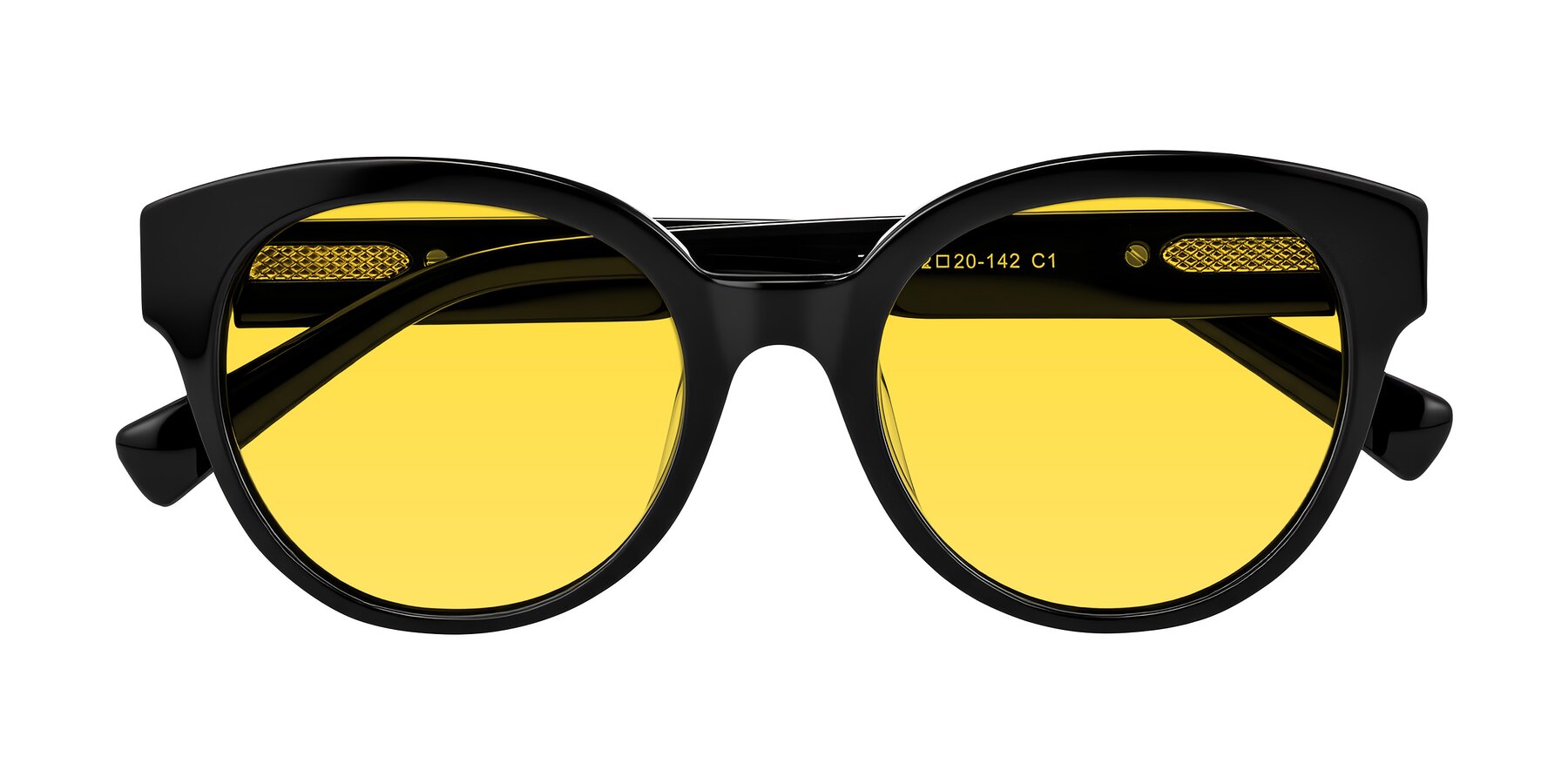 Folded Front of Zipa in Black with Yellow Tinted Lenses