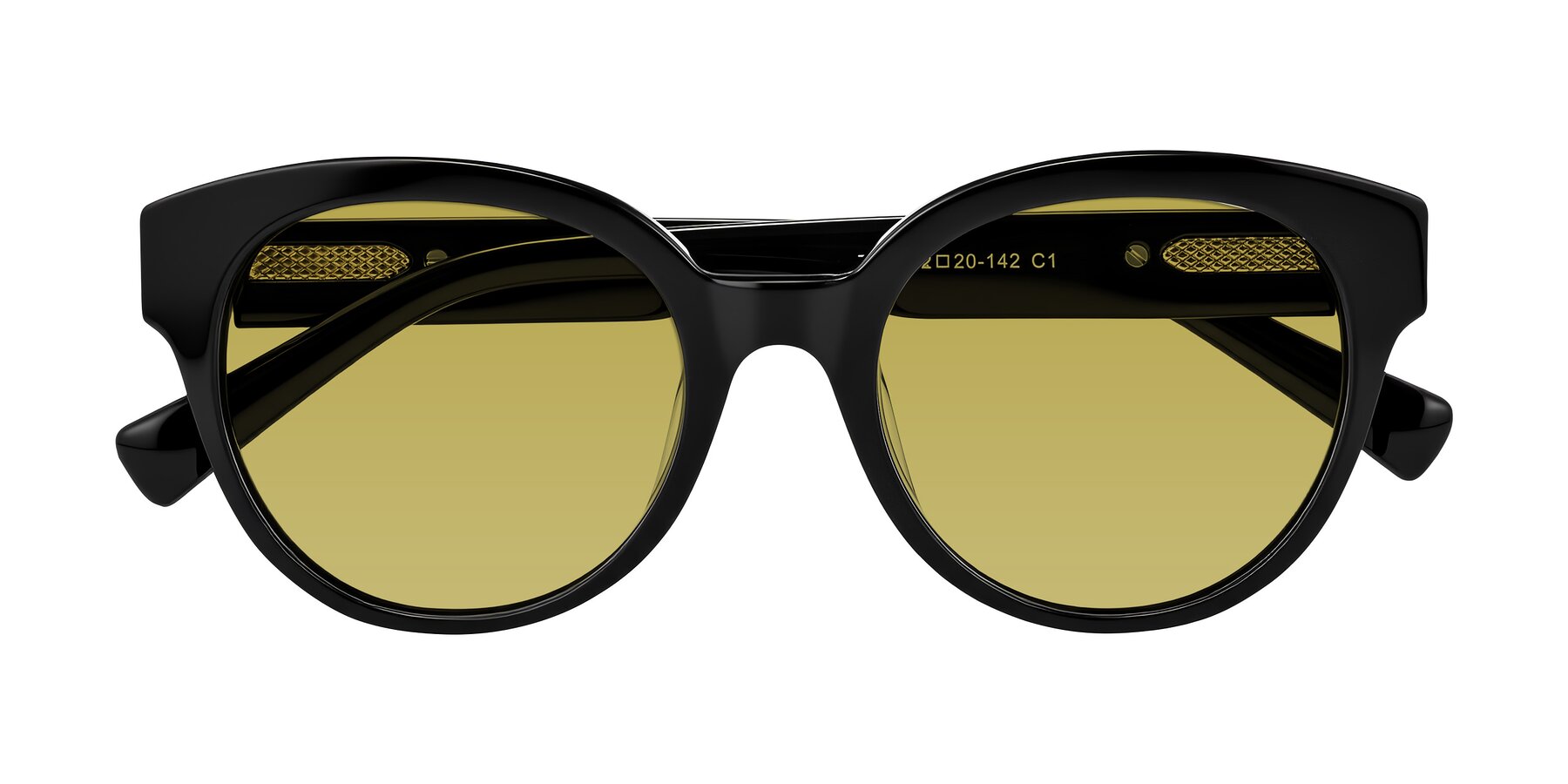 Folded Front of Zipa in Black with Champagne Tinted Lenses