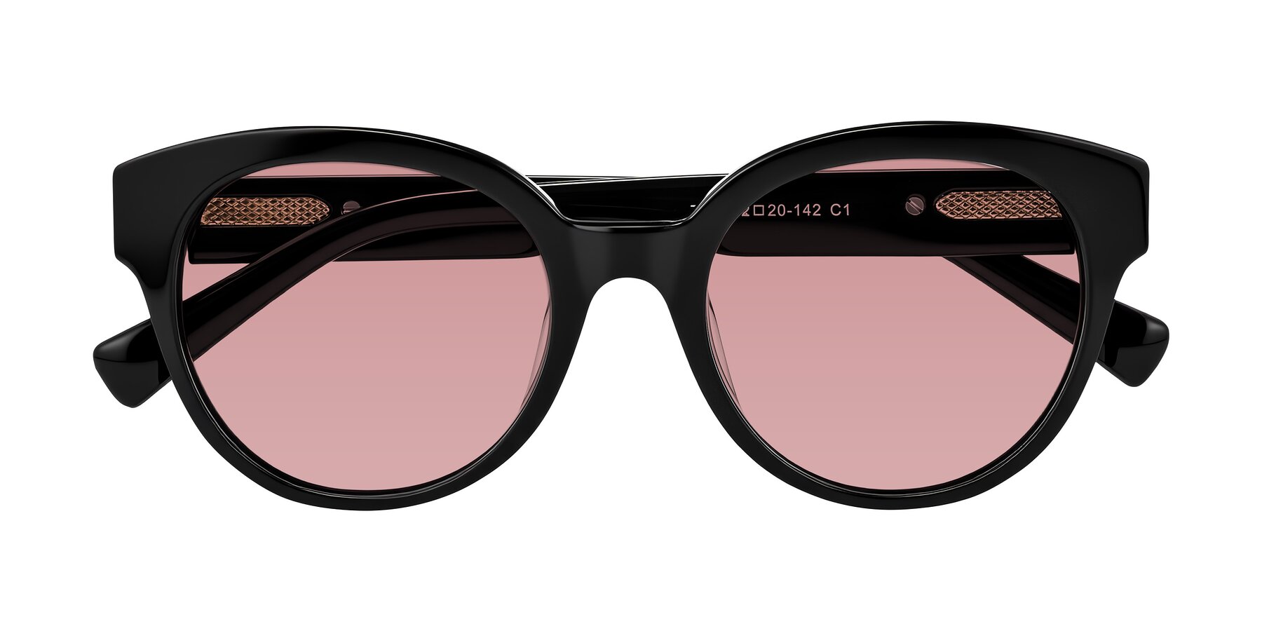 Folded Front of Zipa in Black with Medium Garnet Tinted Lenses