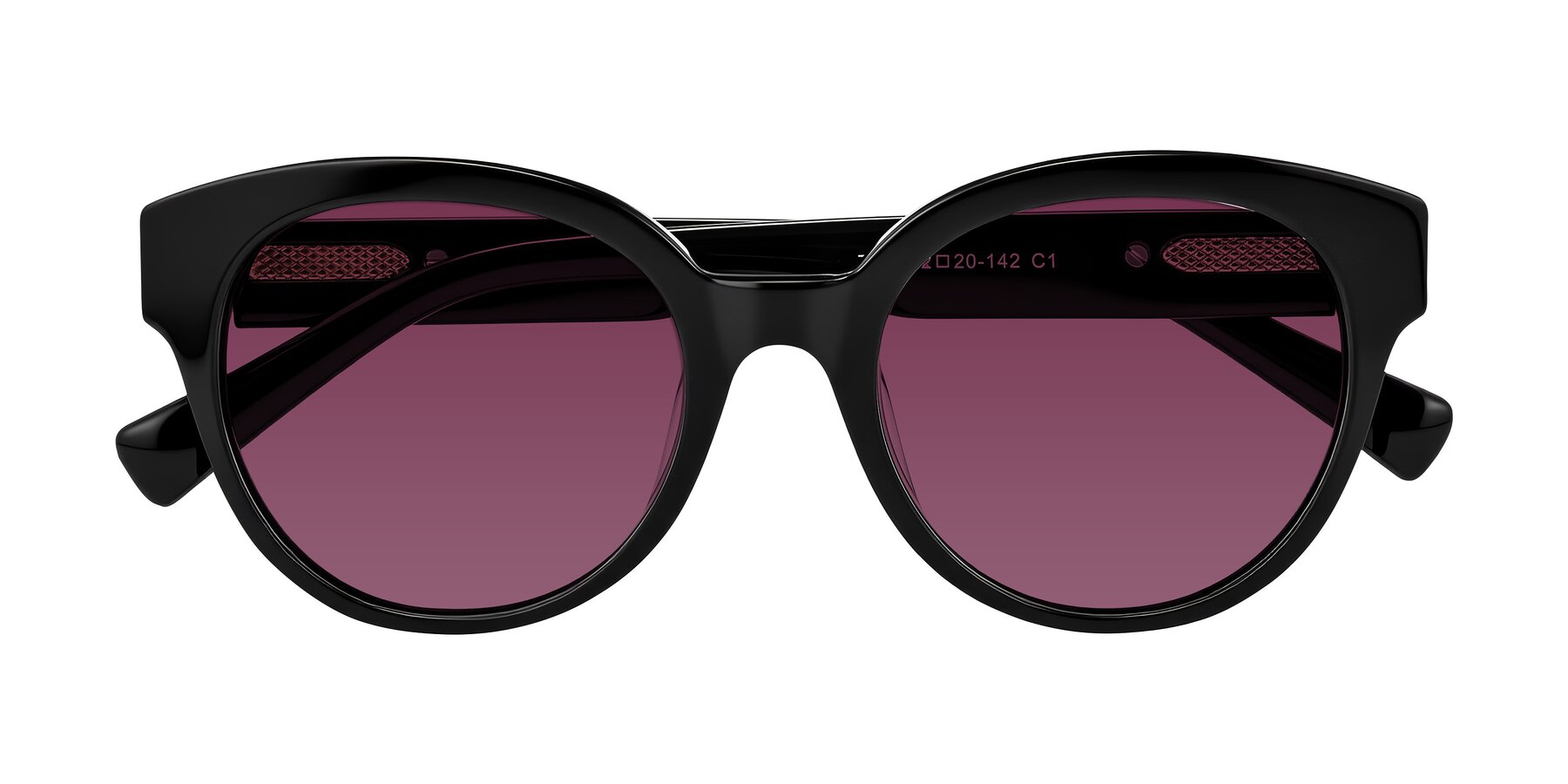Folded Front of Zipa in Black with Wine Tinted Lenses