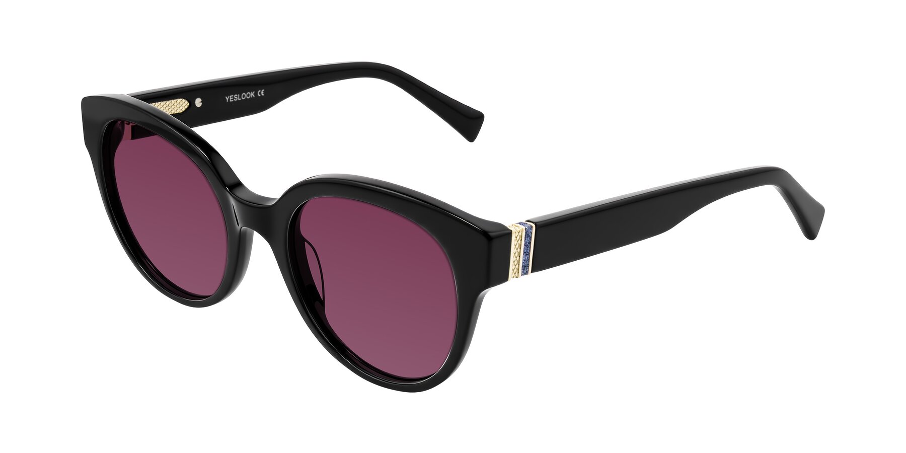 Angle of Zipa in Black with Wine Tinted Lenses