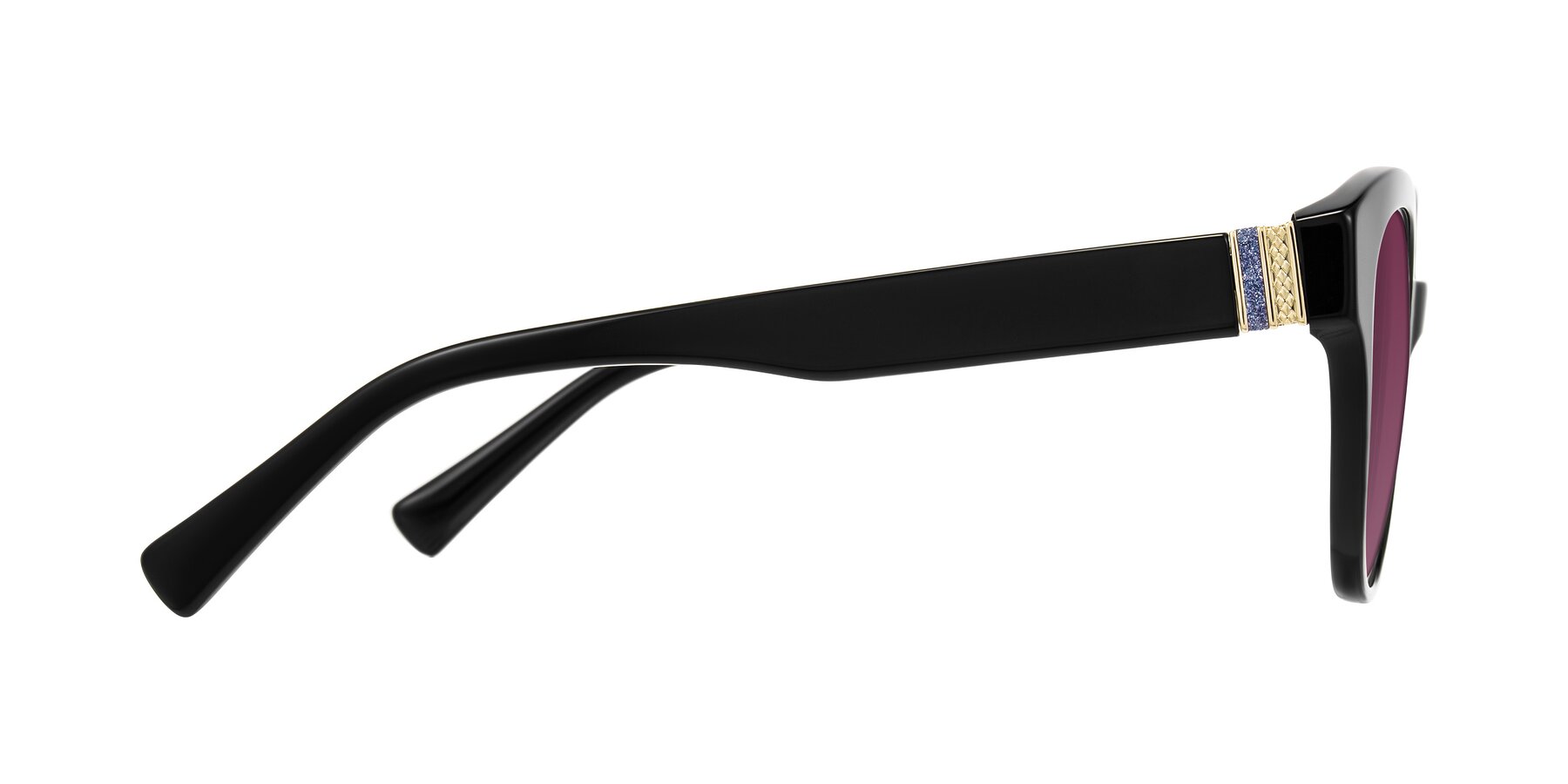 Side of Zipa in Black with Wine Tinted Lenses
