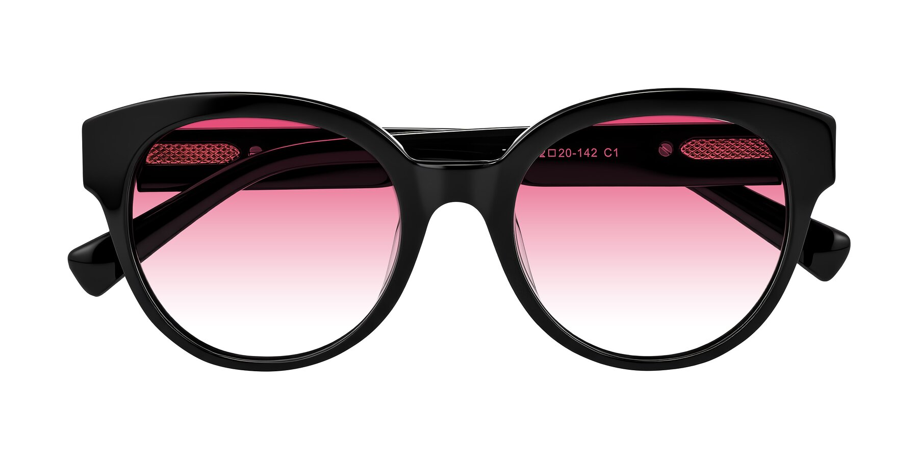 Folded Front of Zipa in Black with Pink Gradient Lenses