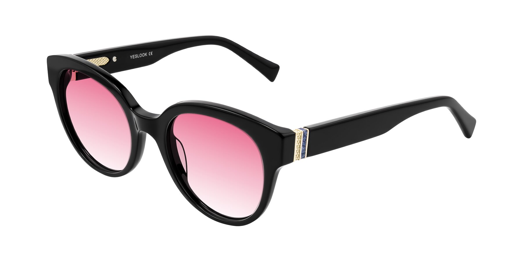 Angle of Zipa in Black with Pink Gradient Lenses