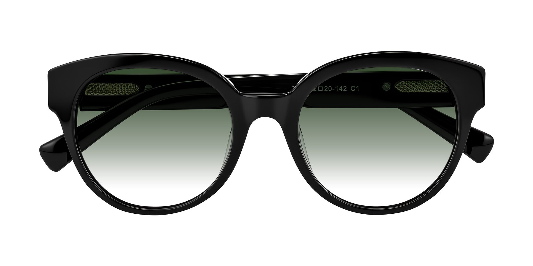 Folded Front of Zipa in Black with Green Gradient Lenses