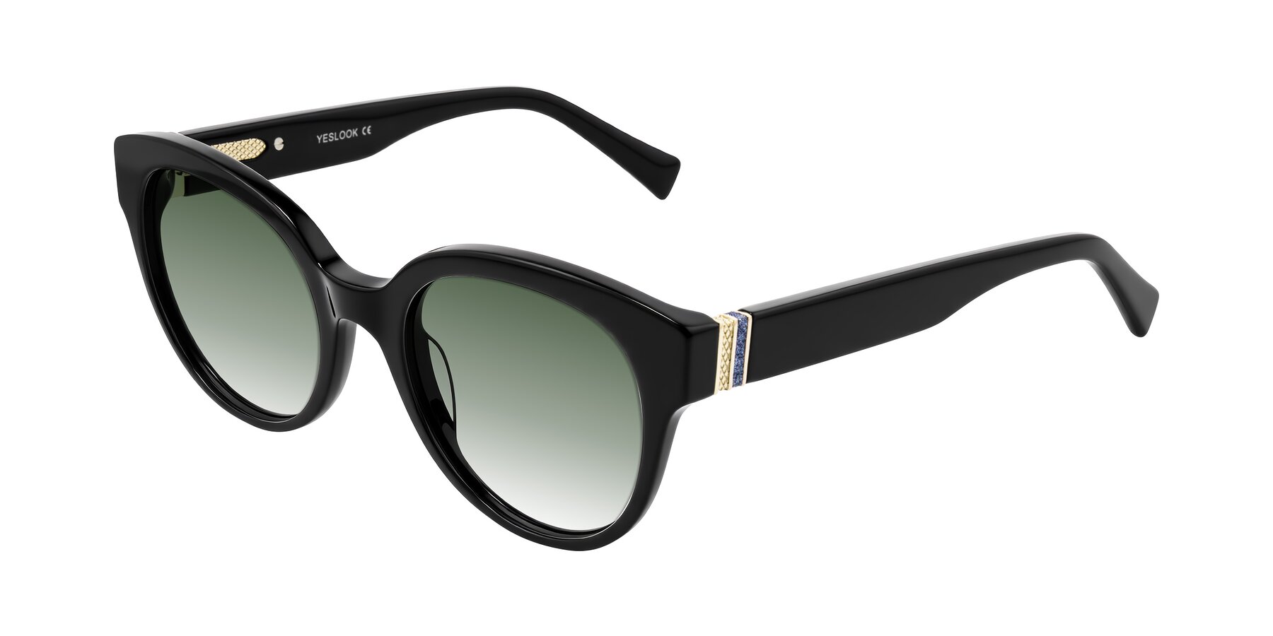 Angle of Zipa in Black with Green Gradient Lenses