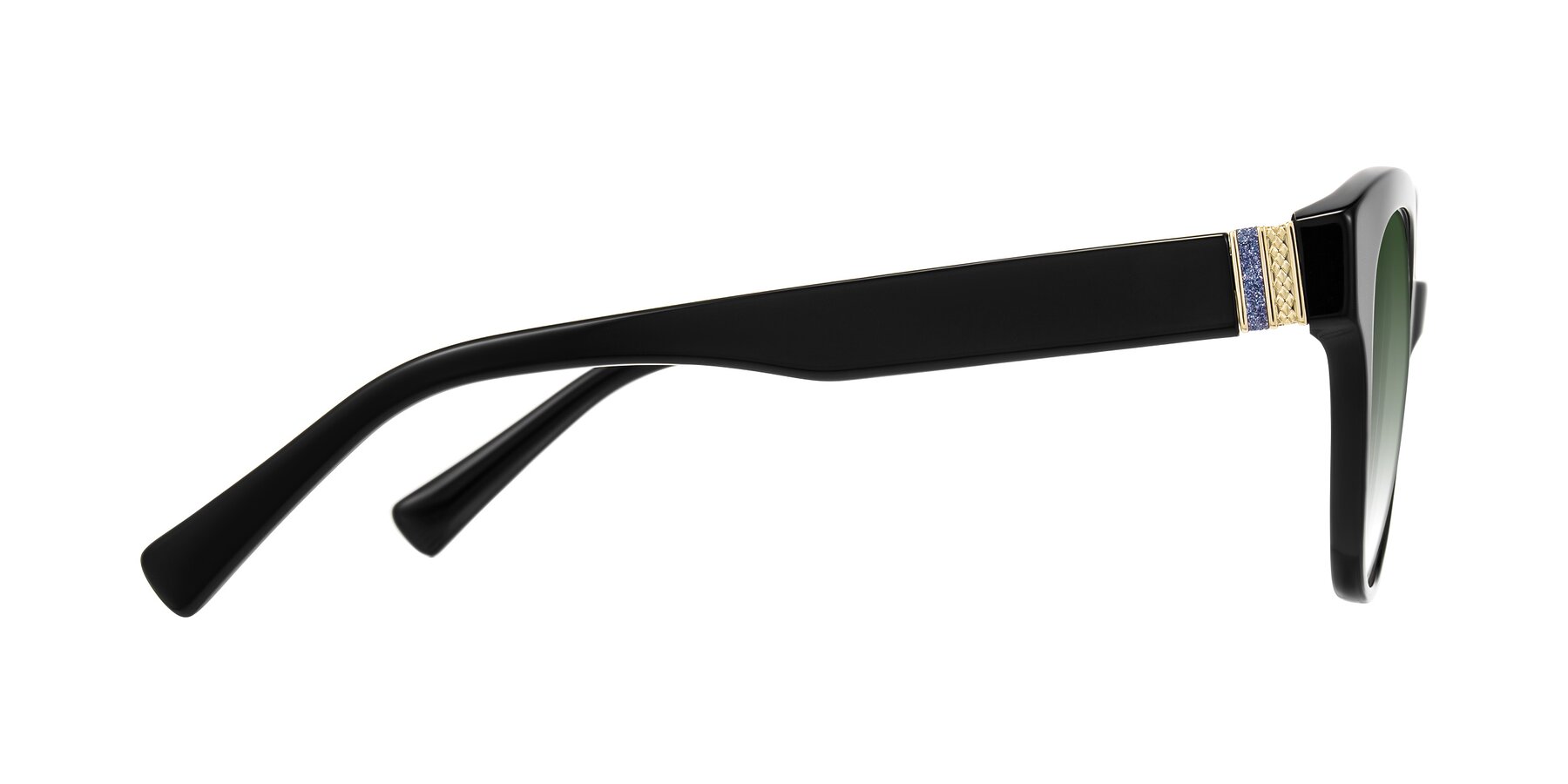 Side of Zipa in Black with Green Gradient Lenses