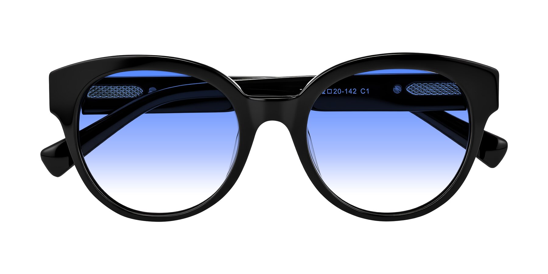 Folded Front of Zipa in Black with Blue Gradient Lenses