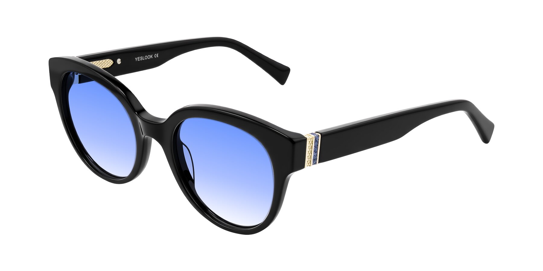Angle of Zipa in Black with Blue Gradient Lenses