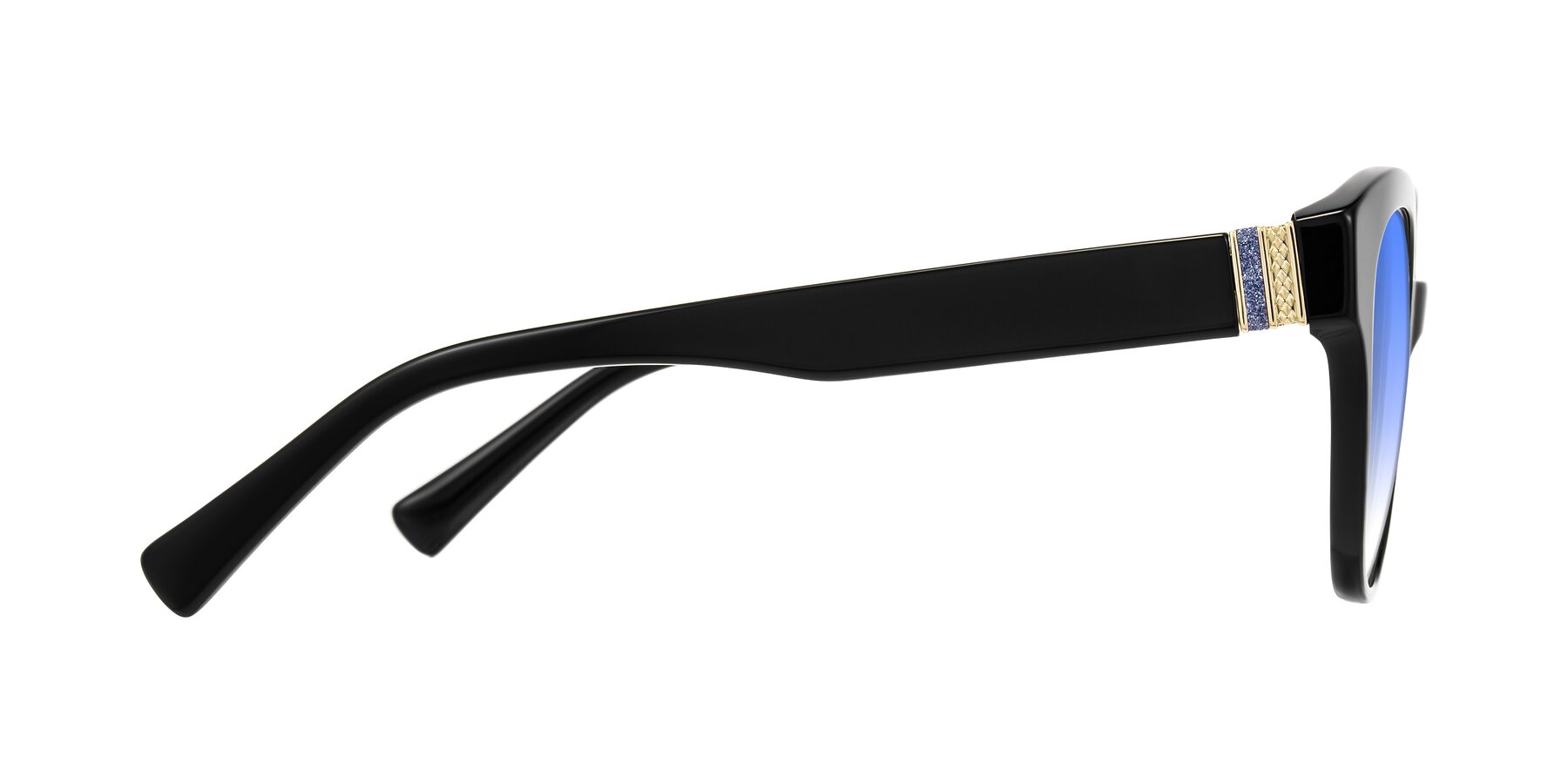 Side of Zipa in Black with Blue Gradient Lenses