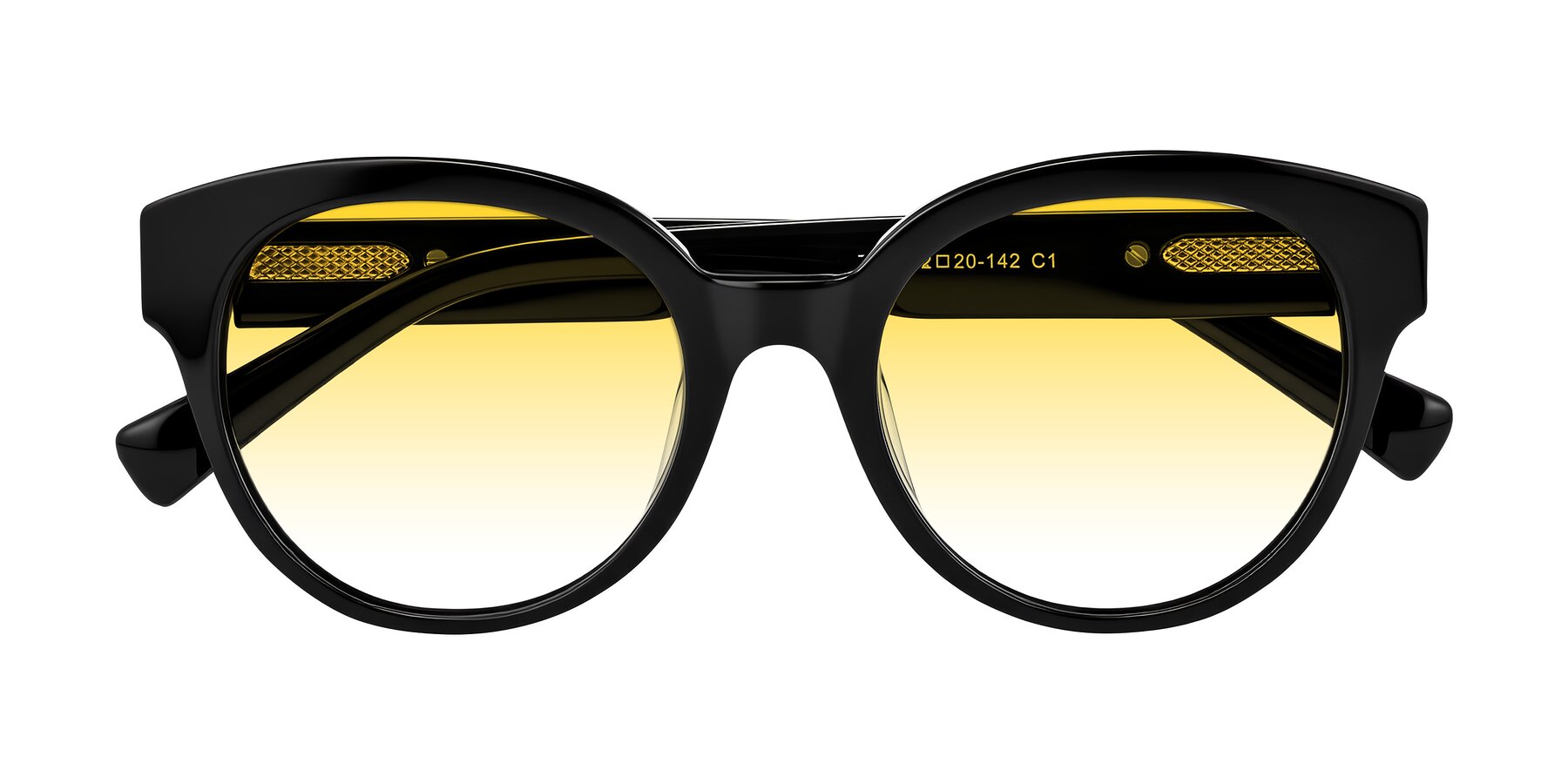 Folded Front of Zipa in Black with Yellow Gradient Lenses