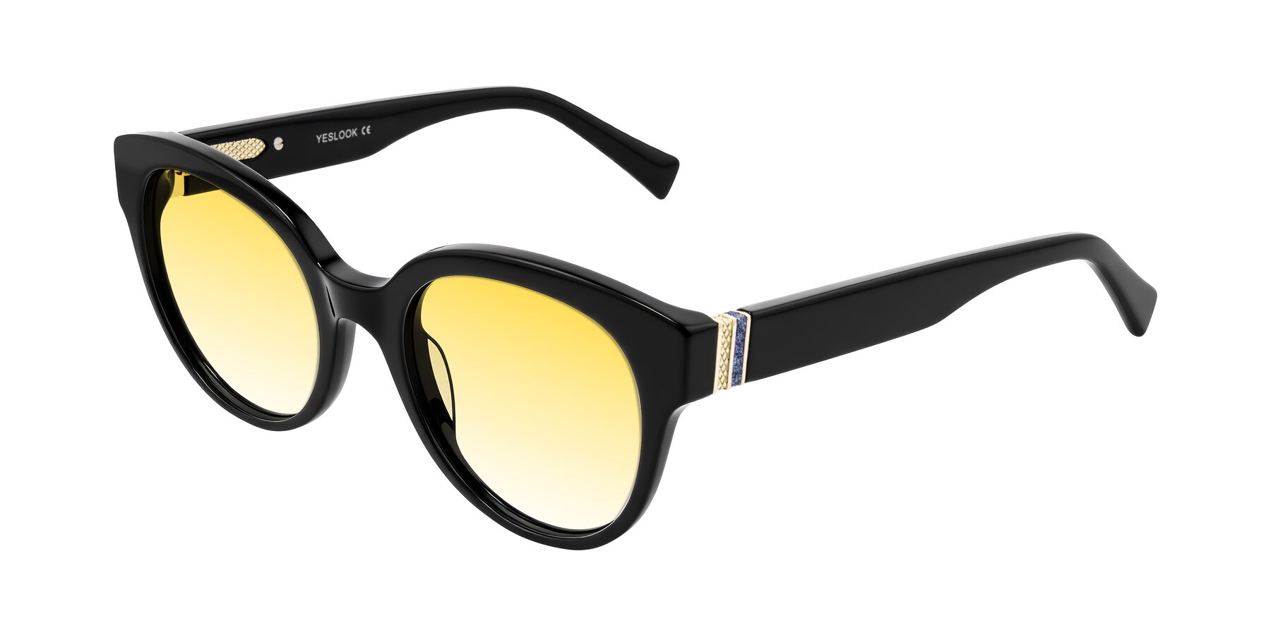 Angle of Zipa in Black with Yellow Gradient Lenses