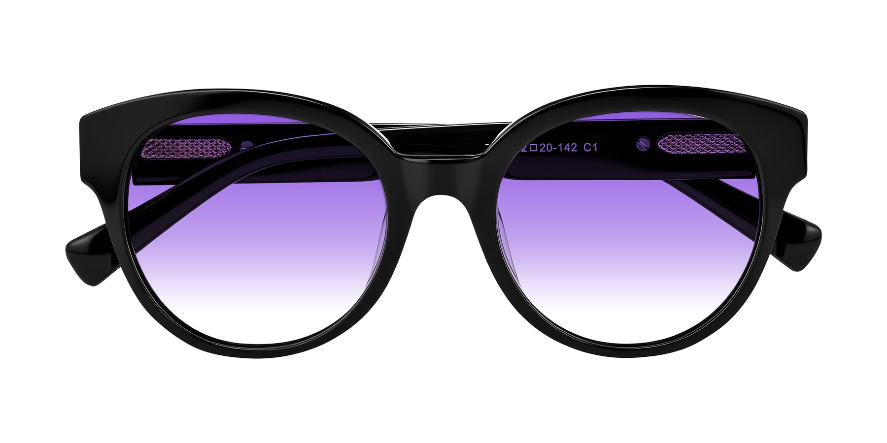 Folded Front of Zipa in Black with Purple Gradient Lenses