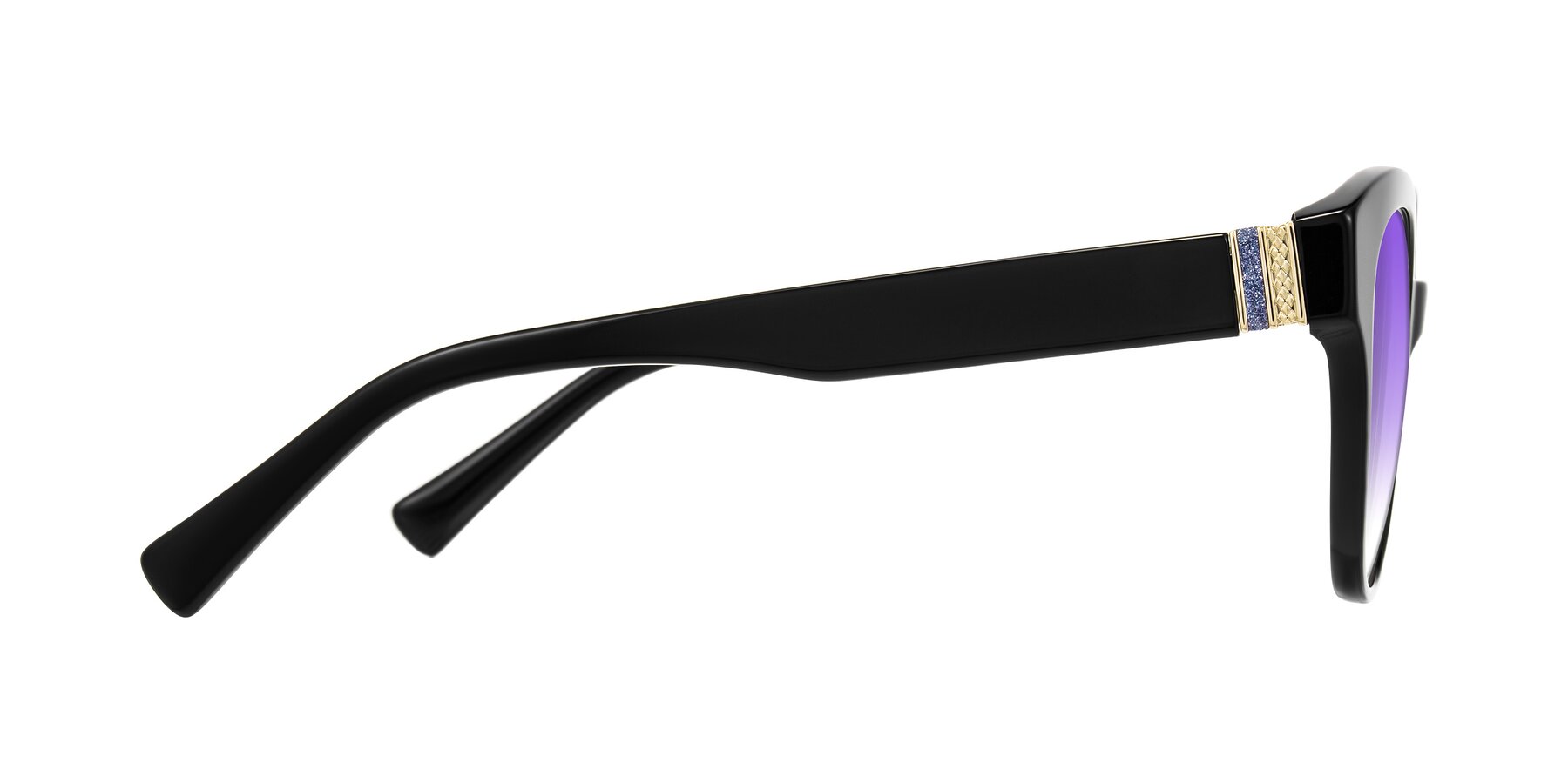 Side of Zipa in Black with Purple Gradient Lenses