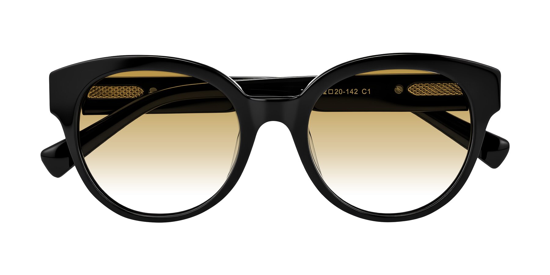 Folded Front of Zipa in Black with Champagne Gradient Lenses