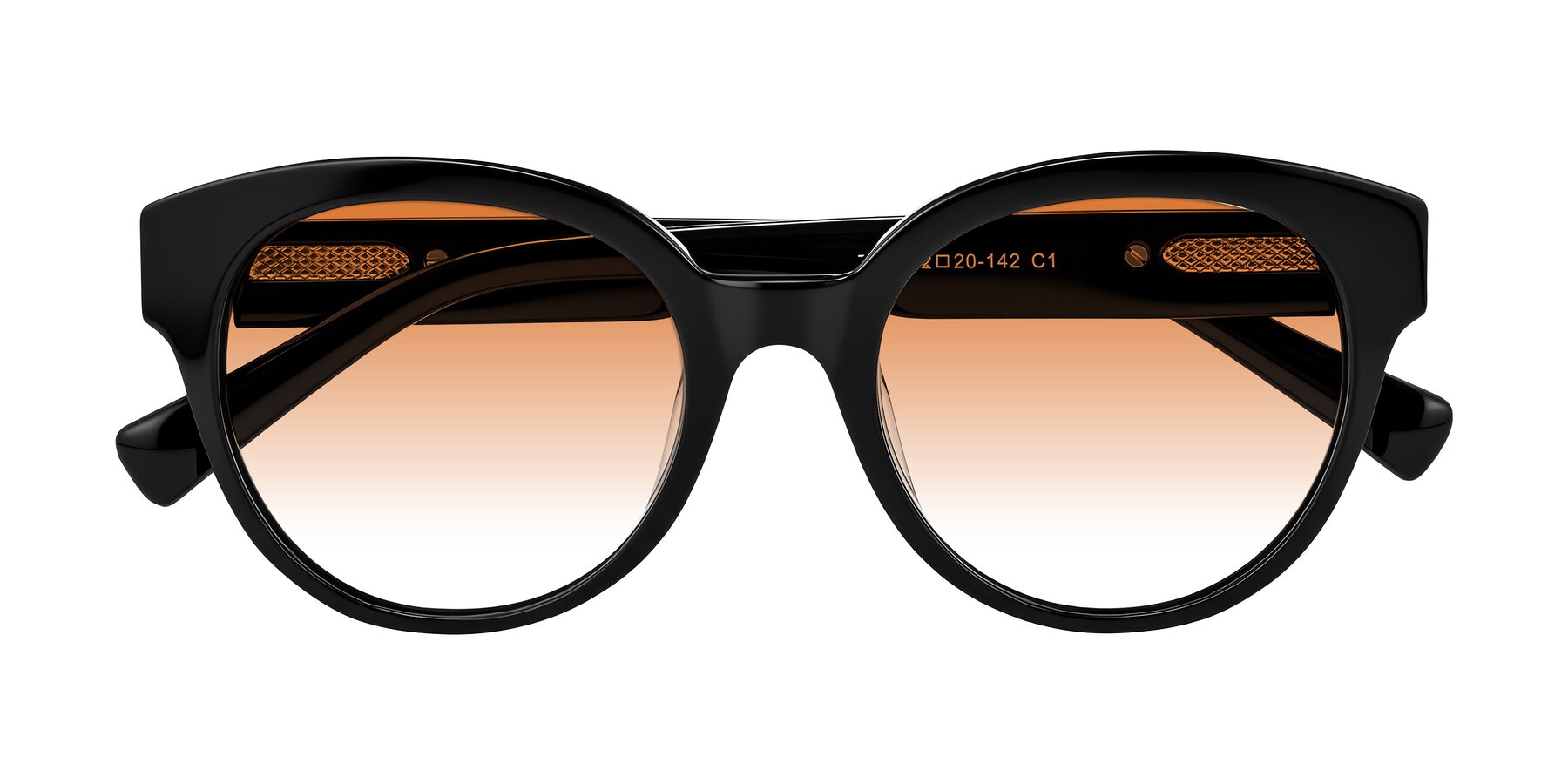 Folded Front of Zipa in Black with Orange Gradient Lenses
