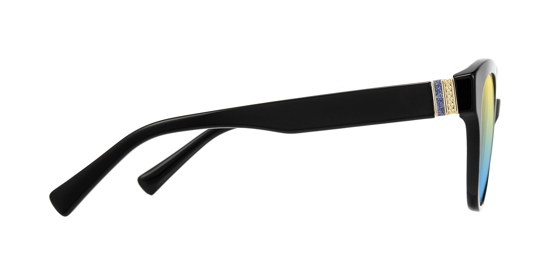 Side of Zipa in Black with Yellow / Blue Gradient Lenses
