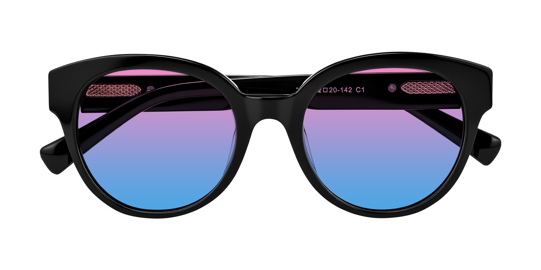 Folded Front of Zipa in Black with Pink / Blue Gradient Lenses
