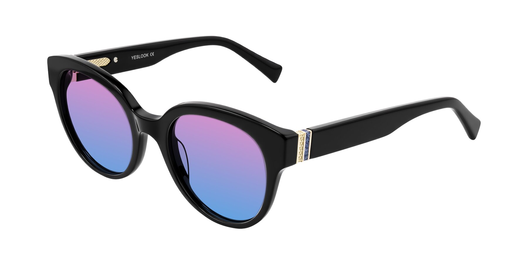 Angle of Zipa in Black with Pink / Blue Gradient Lenses