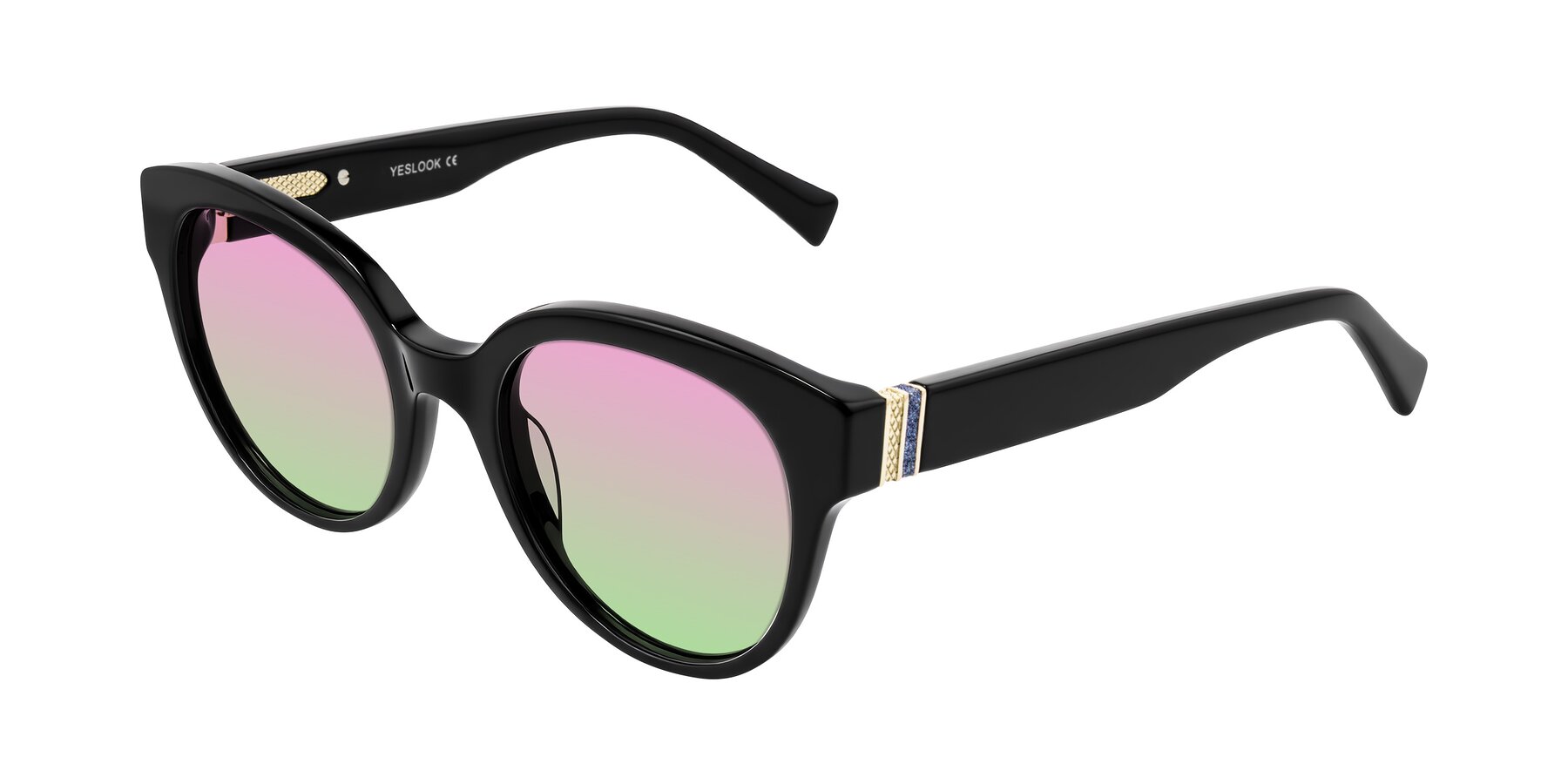Angle of Zipa in Black with Pink / Green Gradient Lenses