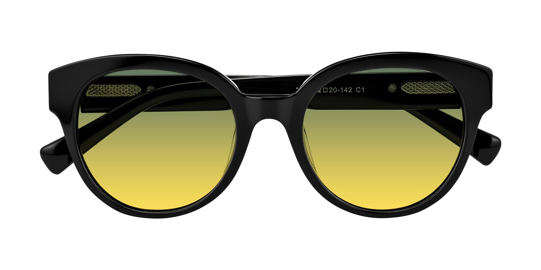 Folded Front of Zipa in Black with Green / Yellow Gradient Lenses